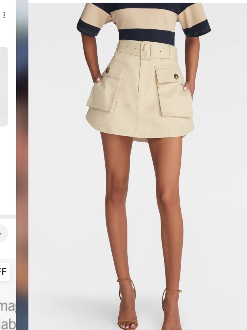 KBB By Kahlana High-Rise Beige Cargo Pocket Mini Skirt Size 14 Nwt